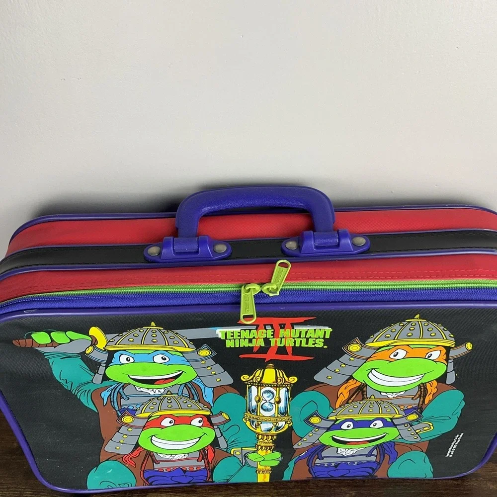 Teenage Mutant Ninja Turtles III Vintage Colorblock Suitcase Luggage Bag 1993‎